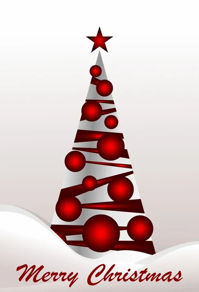 Різдвяна ялинка з червоними кульками — стокове фото