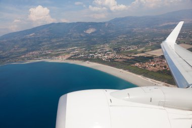 uçak kanadı Görünümü penceresinden uçuş sırasında