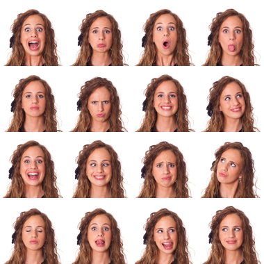 Beautiful Young Woman Collection of Expression clipart