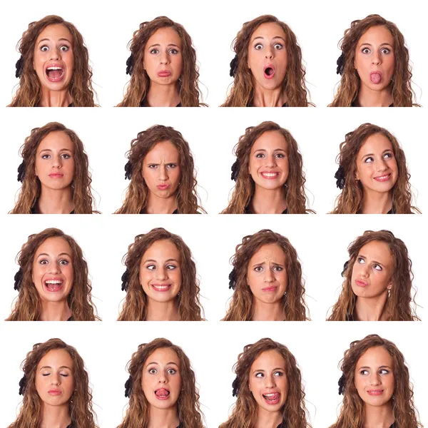 Beautiful Young Woman Collection of Expression — Stock Photo, Image