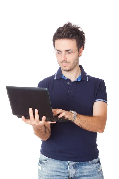 Man Using Netbook — Stock Photo, Image