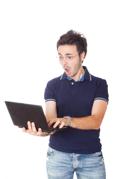 Man Using Netbook — Stock Photo, Image
