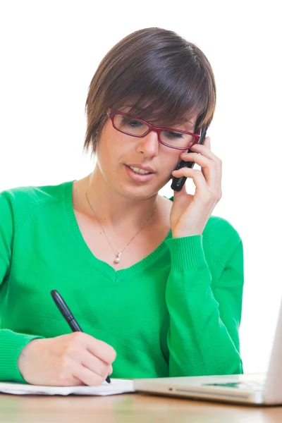 Busy Young Woman at Work in Office — Stock Photo, Image