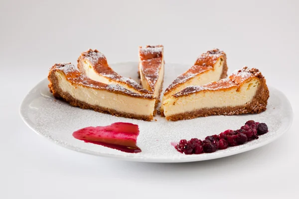 Cheesecake Slice with Soft Fruits — Stock Photo, Image