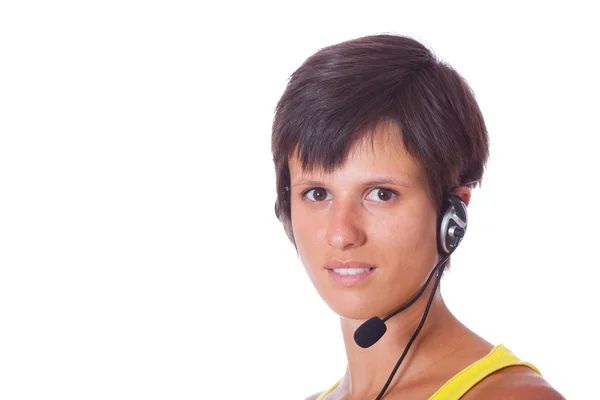 Cheerful Receptionist with Headset — Stock Photo, Image