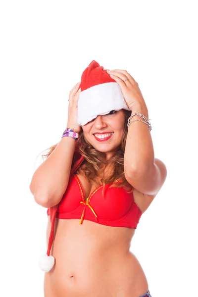 Mujer sexy con sombrero de Santa —  Fotos de Stock
