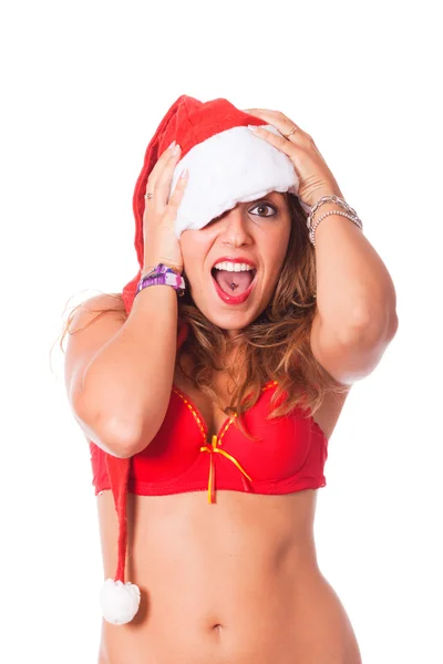 Mujer sexy con sombrero de Santa —  Fotos de Stock