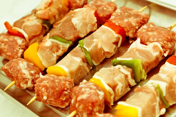 혼합된 고기 케밥 — 스톡 사진