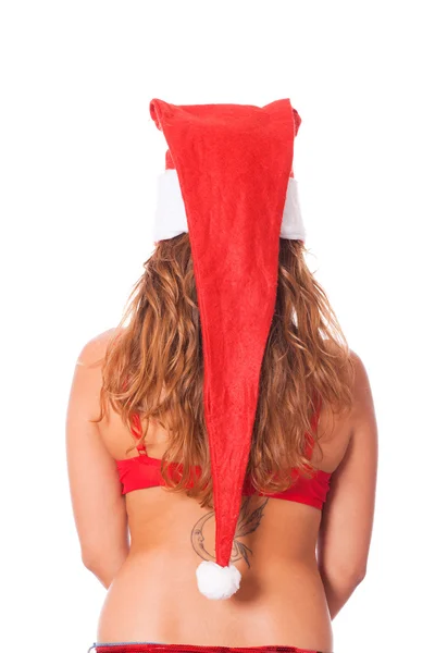 圣诞老人帽的性感女人 — 图库照片