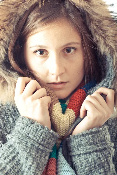 Mulher de Inverno bonita — Fotografia de Stock