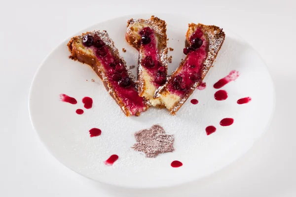 Cheesecake Slice with Soft Fruits — Stock Photo, Image