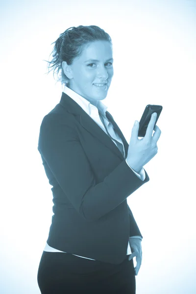 Деловая женщина с мобильным телефоном — стоковое фото