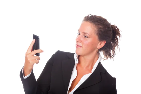 Business Woman with Mobile Telephone — Stock Photo, Image