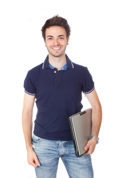 Mladý student s počítačem — Stock fotografie