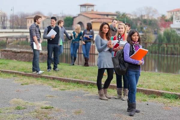 Multicultural College Students at Park — Stock Photo, Image