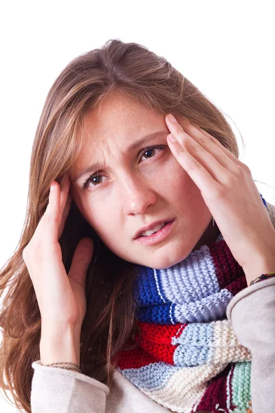 Kranke Frau mit Kopfschmerzen — Stockfoto