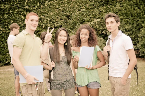 Çok kültürlü bir grup üniversite öğrencilerinin — Stok fotoğraf