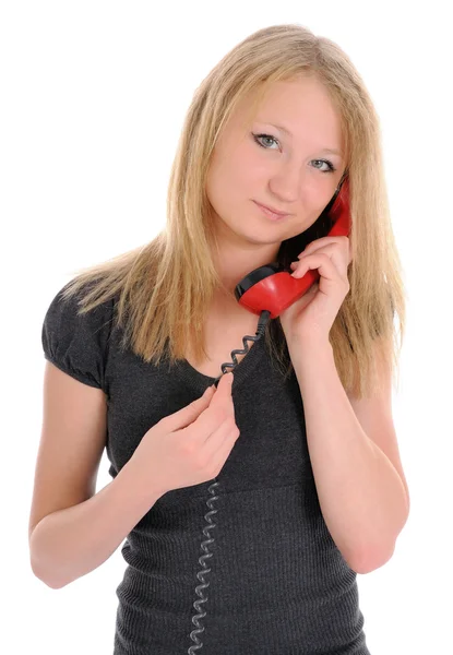 Jeunes femmes, parlant au téléphone — Photo