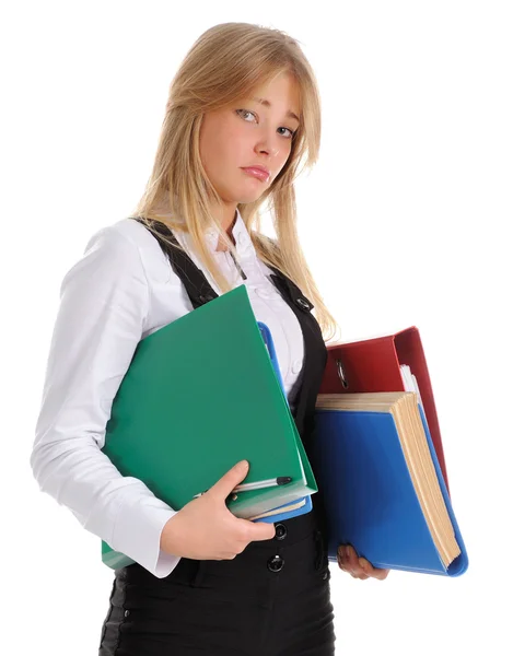 The girl carrying folder — Stock Photo, Image