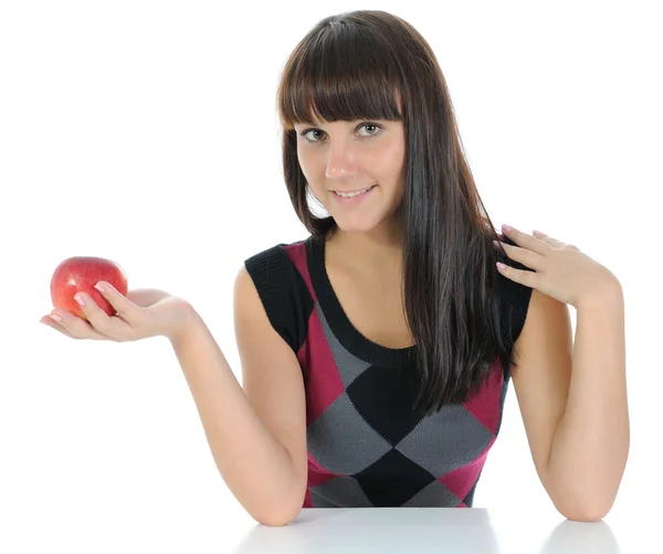Dívka a apple. — Stock fotografie