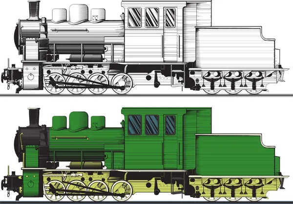 Una vecchia locomotiva — Vettoriale Stock