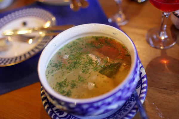 Тарілка рибного супу — стокове фото