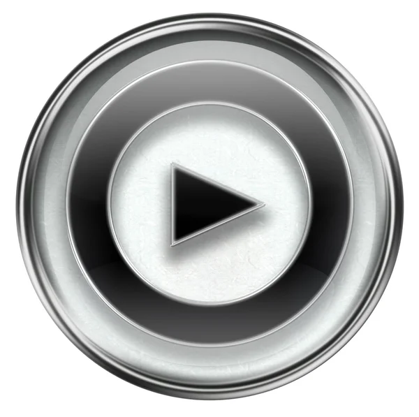 Botón de icono de reproducción gris, aislado sobre fondo blanco . — Foto de Stock