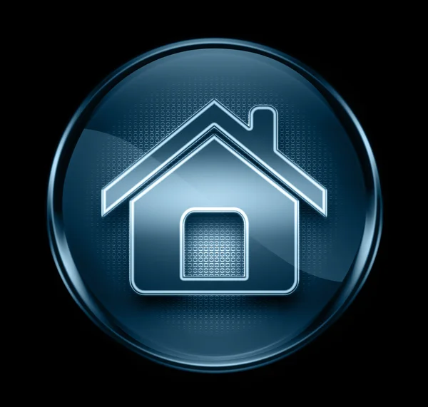 Home-Symbol dunkelblau, isoliert auf schwarzem Hintergrund — Stockfoto