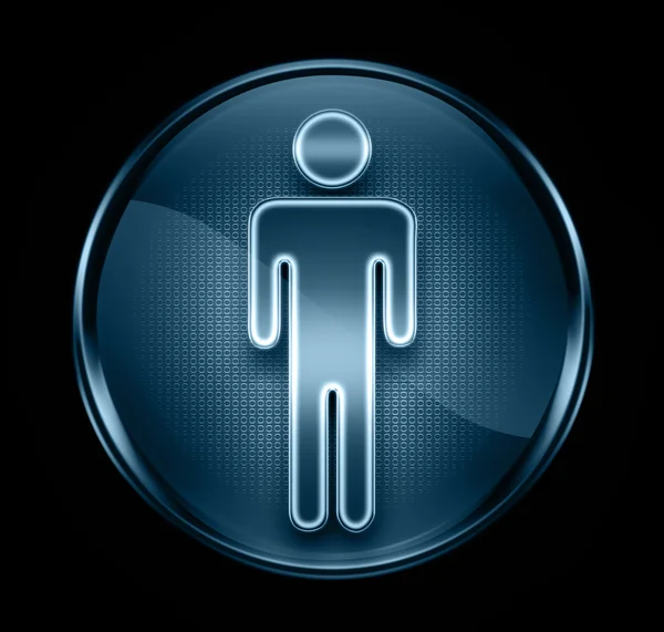 Männer-Symbol dunkelblau, isoliert auf schwarzem Hintergrund. — Stockfoto
