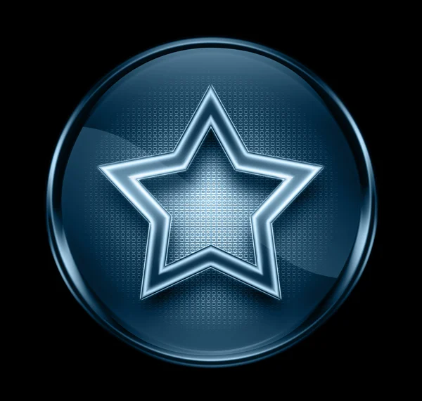 Ícone estrela azul escuro, isolado no fundo preto — Fotografia de Stock
