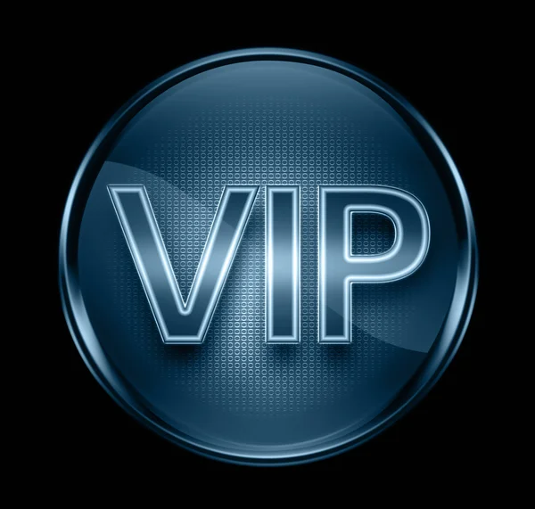 Icono VIP azul oscuro, aislado sobre fondo negro . — Foto de Stock