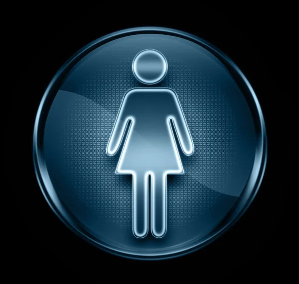 Kvinna ikonen mörkblå, isolerad på svart bakgrund. — Stockfoto