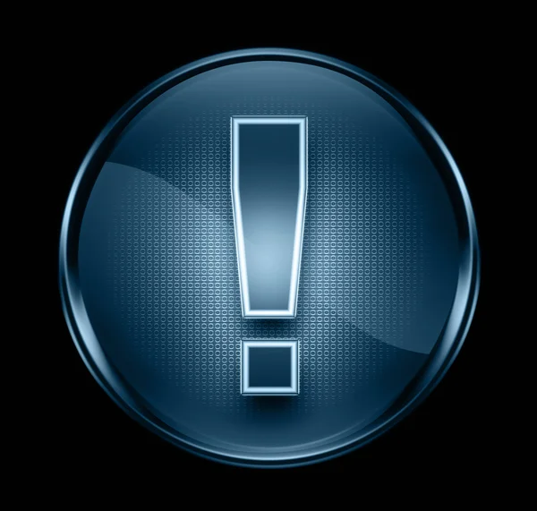 Exclamation symbol icon dark blue, isolated on black background — Stock Photo, Image