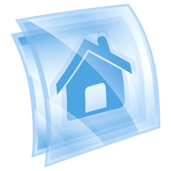 Icône maison carré bleu, isolé sur fond blanc — Photo