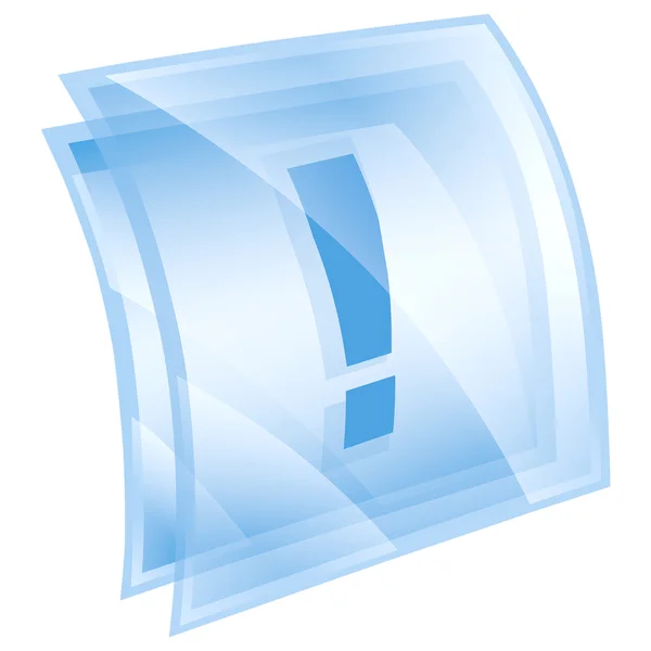 Wykrzyknik symbol ikonę niebieski kwadrat, na białym tle na biały deseń — Zdjęcie stockowe