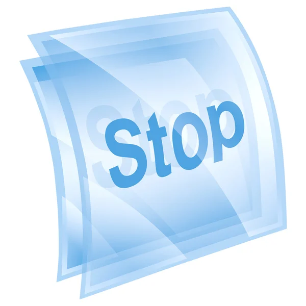 停止アイコン青い正方形、白い背景で隔離 — ストック写真