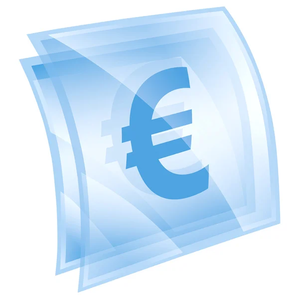 Euro ikona niebieski kwadrat, na białym tle na białym tle — Zdjęcie stockowe