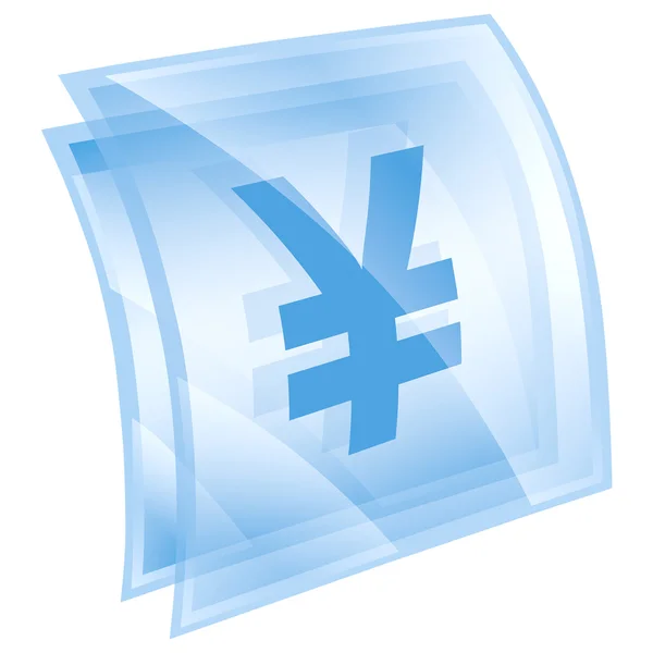 Yen icon blue square, isolated on white background — Stock Photo, Image