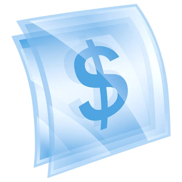 Dolar ikona niebieski kwadrat, na białym tle na białym tle — Zdjęcie stockowe