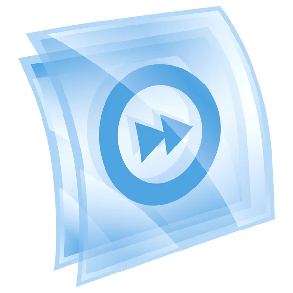 Rewind ícone para a frente azul, isolado no fundo branco . — Fotografia de Stock