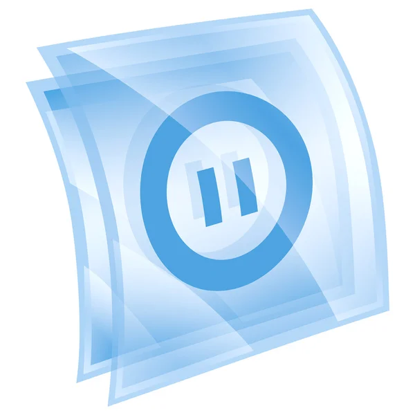 Pause-Symbol blau, isoliert auf weißem Hintergrund. — Stockfoto
