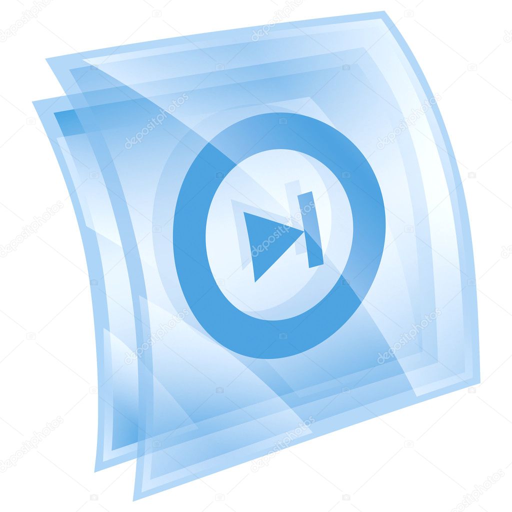Rewind Forward icon blue, isolated on white background.