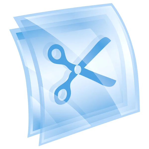 Schere Symbol blau, isoliert auf weißem Hintergrund. — Stockfoto