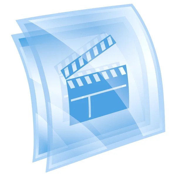 Primovie clapper board ícone azul, isolado no fundo branco . — Fotografia de Stock
