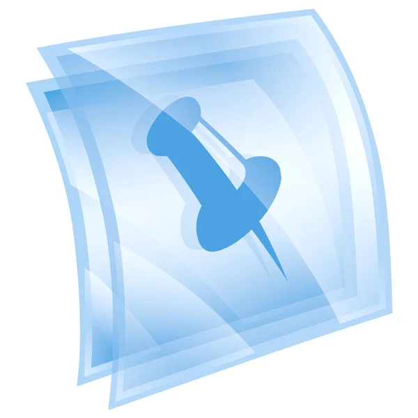 Icône thumbtack bleu, isolé sur fond blanc . — Photo
