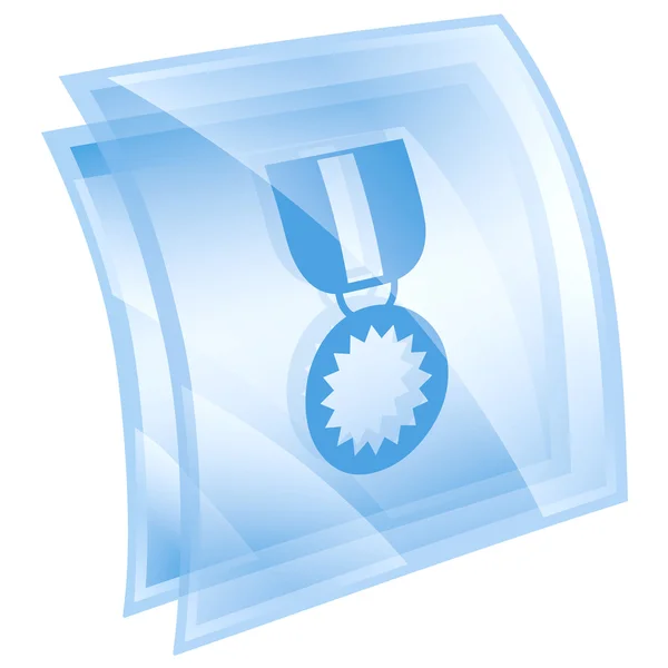 Niebieski, ikona medal na białym tle. — Zdjęcie stockowe