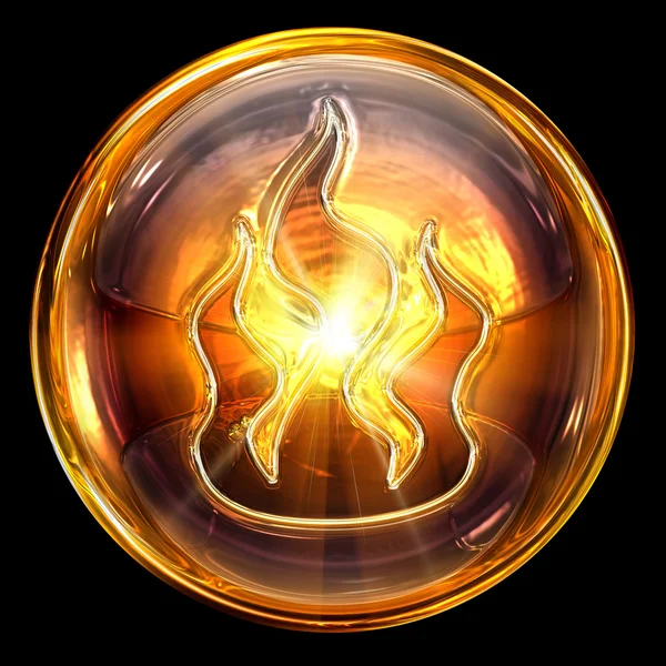 Fire icon fire, isolated on black background — Stock Photo, Image