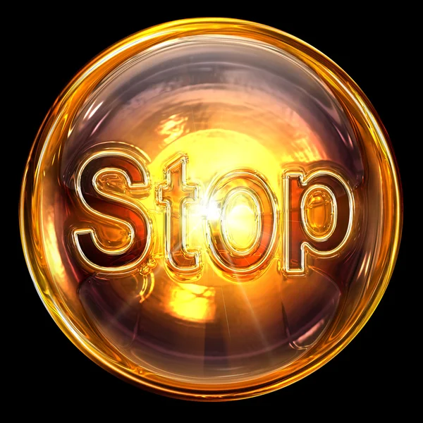 Stop icon fire, isolated on black background — Stock Photo, Image