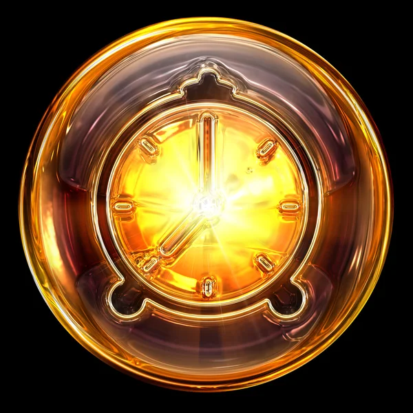 Clock icon golden, isolated on black background — Stock Photo, Image