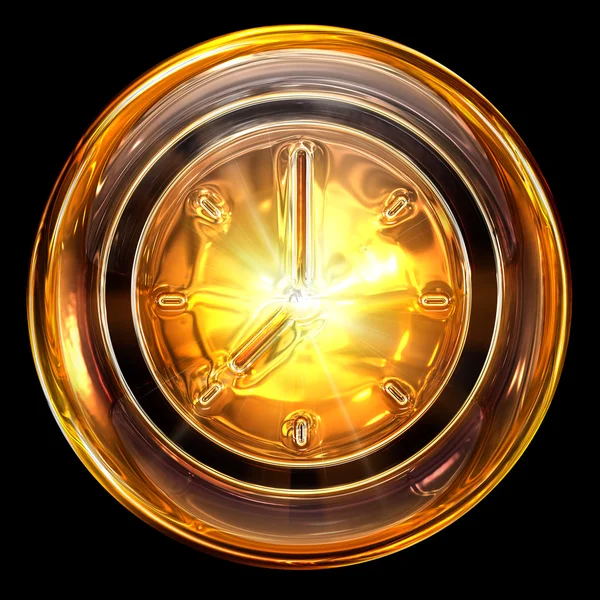 Zegar ikonę złotych, na białym tle na czarnym tle — Zdjęcie stockowe